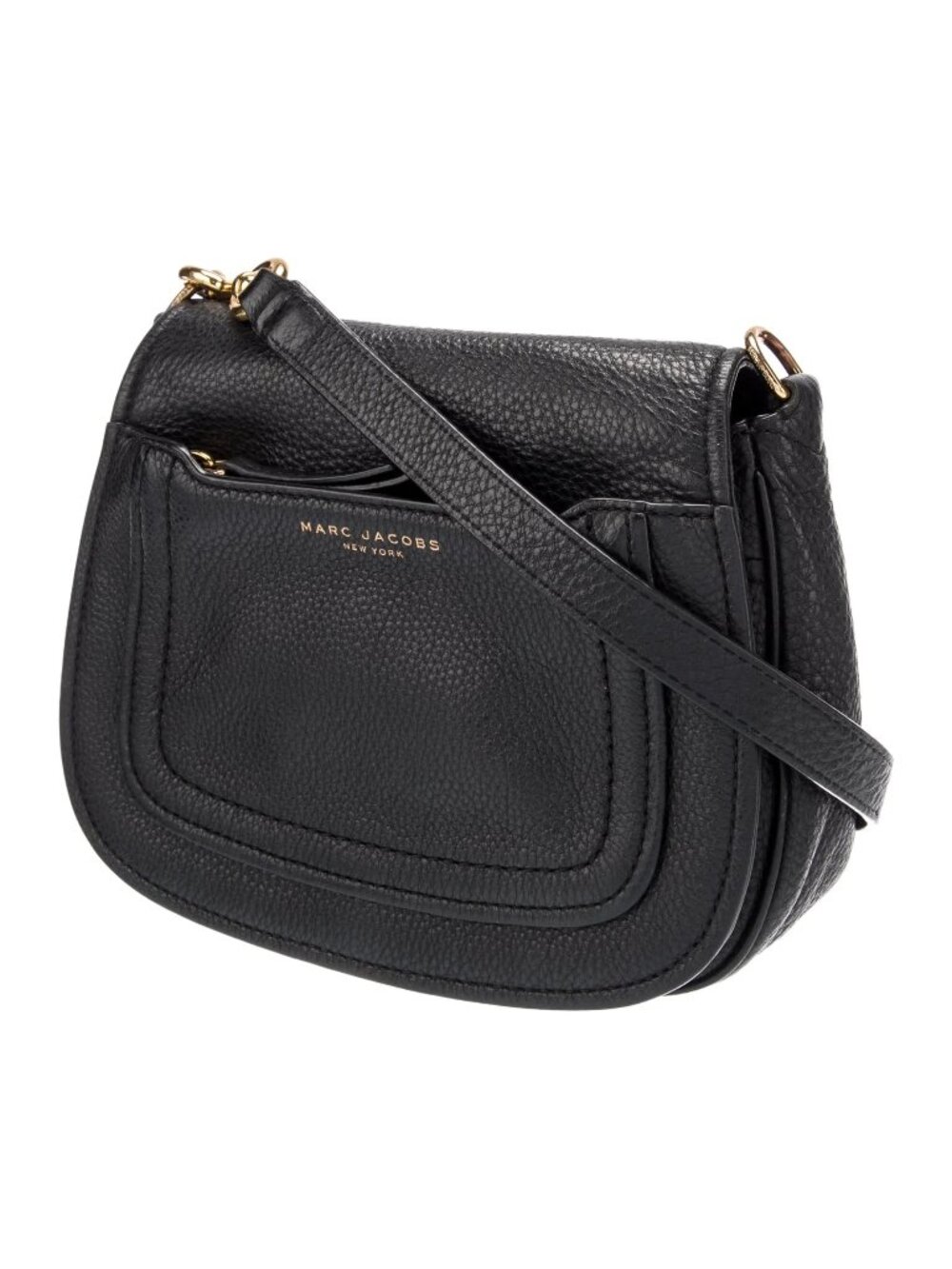 Marc Jacobs Empire City Crossbody Saddle Bag - Black Pebbled Leather - 8"x9"